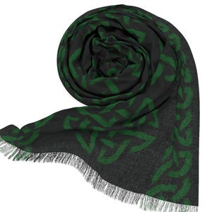 Celtic Knots Fashion Scarf, Long Lightweight Fringe, Irish Style, Elegant Whimsical, Irish Cottagecore, Gift for Her, Saint Patrick&#39;s Day