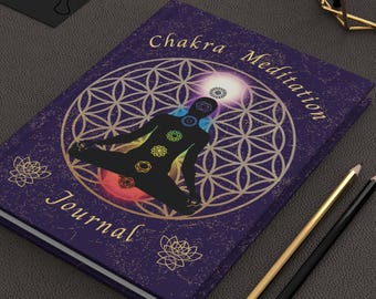 Chakra Meditation Journal Matte Hardcover Notebook, 150 Lined Pages