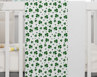 Irish Shamrock Fleece Baby Blanket, Saint Patrick's Day Decor