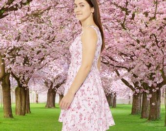 open lace back dress Sakura Dress L/XL / Peach Floral