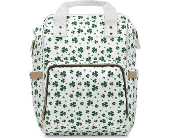 Shamrock Print Multifunctional Diaper Backpack, Irish,  St. Patrick&#39;s Day