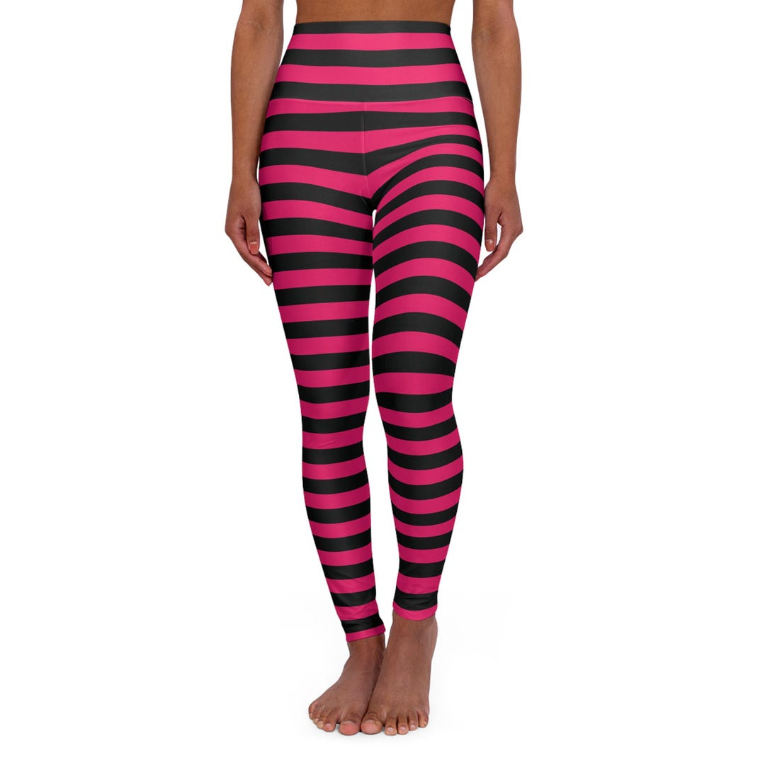 Pink Black Striped Leggings