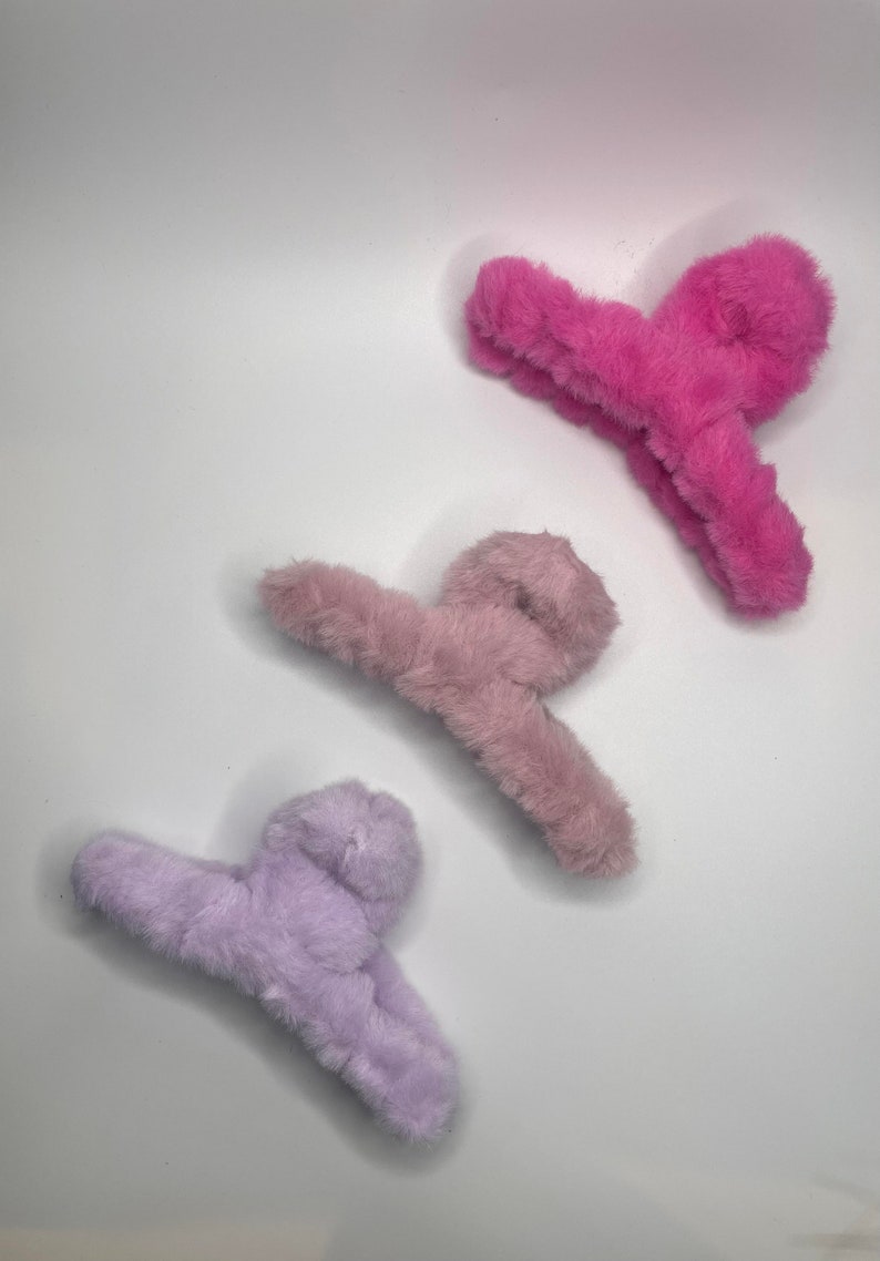 New Fluffy Teddy Bear Claw Clip, Plush Hair Clip, Soft Hair Claw, Faux