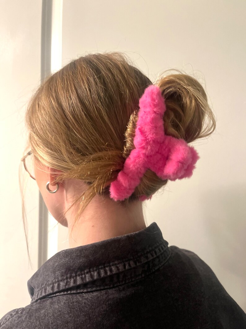 New Fluffy Teddy Bear Claw Clip, Plush Hair Clip, Soft Hair Claw, Faux