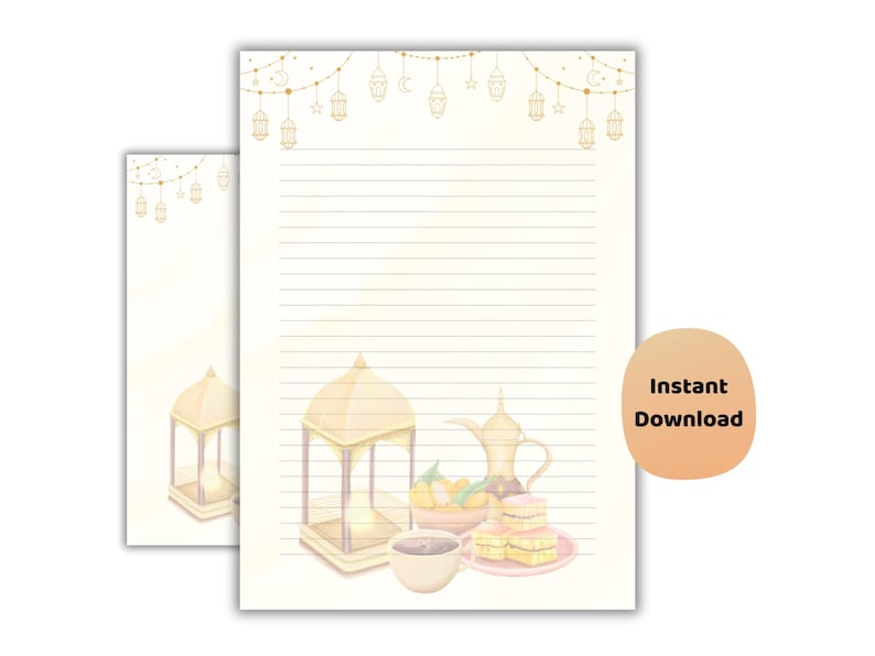 Ramadan Printable Stationery | Iftar Theme Lined Writing Paper ...