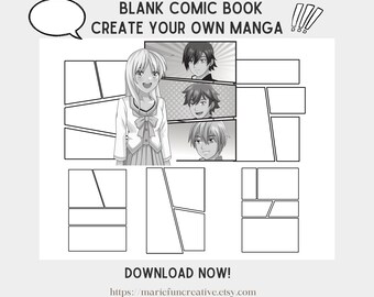 Plantillas DIY para manga y cómics: conjunto de 10 plantillas en blanco, tamaño carta, PDF listo para imprimir.