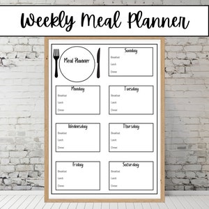 Planificador de comidas semanal elegante, planifique desayuno, almuerzo y cena, preparación de comidas familiares, plantilla de planificador de menú / tamaño carta / PDF / listo para imprimir