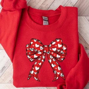 Coquette Valentine Sweatshirt, Retro Valentine Shirt, Valentines day Bow Shirt, Coquette Bow T Shirt, Bow Valentine Gifts