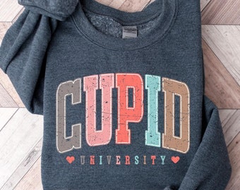 Cupid University Sweatshirt, Cute Valentine's Day Shirt, Funny College Sweatshirt, Love Crewneck Shirt, Cupid University Valentines Day Tee