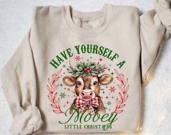 Christmas Cow Sweatshirt, Christmas Sweatshirt, Farm Christmas Shirt, Womens Christmas Sweatshirt, Cute Cow Christmas Shirt, Christmas Gift