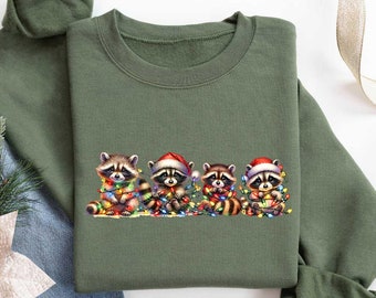 Funny Christmas Raccoon Shirt, Christmas Season Feral Raccoon Shirt, Christmas Shirt, Funny Raccoon Meme Shirt