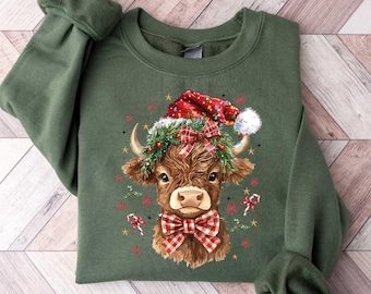 Christmas Cow Sweatshirt, Christmas Sweatshirt, Farm Christmas Shirt, Womens Christmas Sweatshirt, Cute Cow Christmas Shirt, Christmas Gift