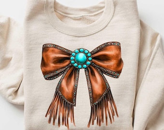 Country Bow Sweatshirt, Western Coquette Cow Shirt, Cowgirl Sweatshirt, Cute Country Sweater, Girly Western Sweatshirt, Bow Gift for Her