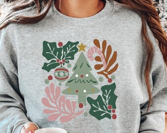 Boho Christmas Trees Sweatshirt, Christmas Sweatshirt, Holiday Sweater, Womens Holiday Sweatshirt, Christmas Shirt, Winter Shirt