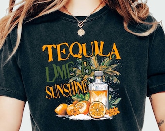 Tequila Lime & Sunshine Shirt, Cinco De Mayo T-Shirt,Alcohol Tshirt,Tequila Tee, Bachelorette Party, Vacation Party Outfit, Spanish Crewneck