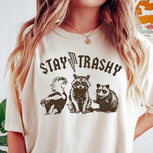 Stay Trashy Shirt, Retro Funny Graphic Tees, Racoon Shirt, Meme Graphic T-Shirt, Raccoon Lover Gift, Funny Graphic Shirt, Meme Graphic Tees