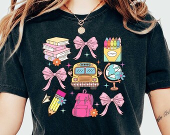 Coquette Bow Teacher Shirt, Shirt for Teacher, Teacher Appreciation Gift, Teacher Life Shirt Gifts, Custom Teacher Name Shirt
