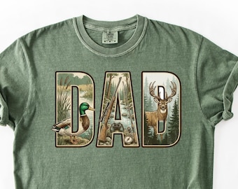 Camiseta Comfort Colors® Camo Deer Dad, Regalo para papá cazador, Camiseta del Día del Padre, Camiseta de cazador de ciervos, Camiseta para papá genial, Regalo gráfico para caza al aire libre