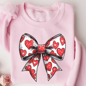 Coquette Valentine Bow Sweatshirt, Retro Valentine Shirt, Valentines day Bow Shirt, Coquette Bow T Shirt, Bow Valentine Gifts