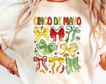 Cinco De Mayo Bow Shirt, Mexico Celebration Festival Sweatshirt, Margaritas Bow Shirt, Mexican Fiesta Party Tee, Mexican Shirt