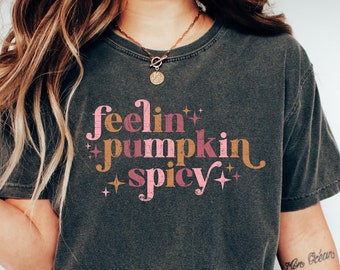 Camisa retro de especias de calabaza de otoño, sensación de calabaza picante, camisas de otoño para mujeres, traje de otoño para mujeres, camiseta gráfica de otoño, camiseta de otoño