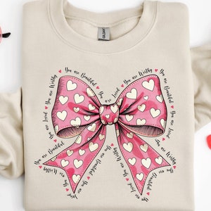 Coquette Valentine Heart Bow Sweatshirt, Retro Valentine Shirt, Valentines day Bow Shirt, Coquette Bow T Shirt, Bow Valentine Gifts