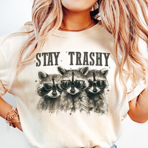 Stay Trashy Shirt, Retro Funny Graphic Tees, Racoon Shirt, Meme Graphic T-Shirt, Raccoon Lover Gift, Funny Graphic Shirt, Meme Graphic Tees