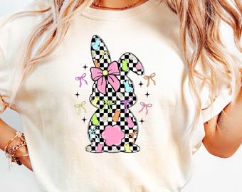 Bunny Easter Shirt, Cute Bunny Sweatshirt, Rabbit Tee, Happy Easter Day Gift, Coquette Easter, Cute Easter Shirt