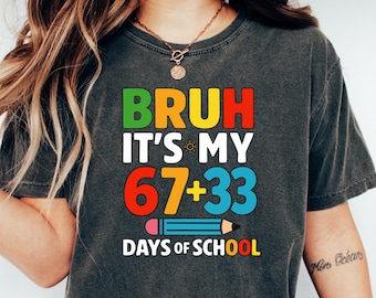 I Survived 67+33 Days of School tShirt, 100 Days School Tee, Funny Student School Sweater, Cute Classroom 100th Day Shirt, Six Seven Gift