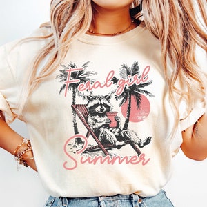 Funny Meme Raccoon T Shirt, Feral Girl Summer Raccoon Shirt, Feral Shirt, Cowgirl Shirt, Western Shirt, Rodeo Shirt, Funny Shirt