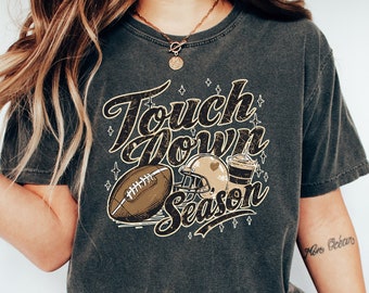 Touchdown Season Shirts, Football Coquette Sweatshirt, Retro Football Shirts, Football Fan Gifts, Football Shirts, Coquette Football Bow Tee