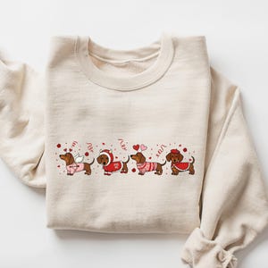 Valentines Dachshund Sweatshirt, Cute Wiener Dog Tee, Funny Heart Puppy T-shirt,Gift For Dog Lovers,Lovely Sausage Dog Valentine's Day Shirt