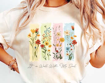 It Is Well With My Soul V-Neck Shirt, Hymn Shirt, Jesus Shirt, Bible Verse Shirt, Religious T-Shirt, Faith Based Tee, Christian Crewneck