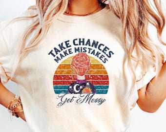 Take Chances Make Mistakes Get Messy Shirt, Fun Teacher Life Tee, New Teacher Gift, Ms Frizzle Magic School Bus T-Shirt,Motivational Teacher