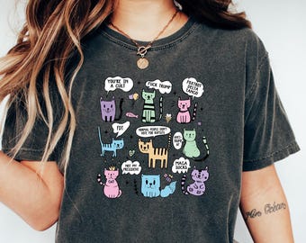 Subtle F*ck Trump Cat Tee Shirt, Childless Cat Lady Shirt, Anti Trump FDT Retro Kitten TShirt Resist Shirt Elon Sucks Protest, Anti MAGA TEe