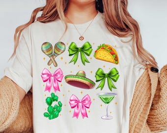 Coquette Cinco De Mayo Shirt, Mexico Celebration Festival Sweatshirt, Margaritas Bow Shirt, Mexican Fiesta Party Tee, Mexican Shirt