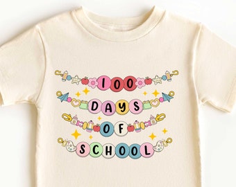 100 Days of School Bracelet Kids T Shirt, 100 Days Of School Shirt, Floral One Hundredth Day Schooling Shirt, Back to School Shirt