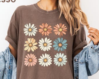 Comfort Colors®Daisy Shirt, Boho Wildflower T-Shirt, Floral Shirt Gift, Gift Shirt For Her, Summer Shirt, Daisy Women Shirt, Flower Tee