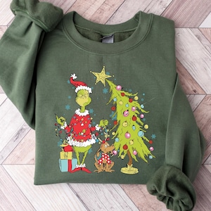 Grinch Christmas Sweatshirt, Grinch Christmas Tree Shirt, Grinchy Hoodie, Grinchmas Christmas Shirt, Whimsical Tree Sweater, Grinch Tee Gift