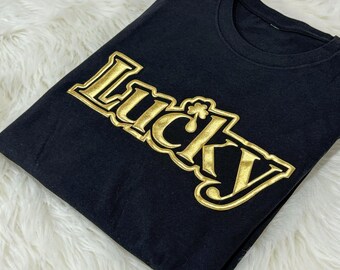 St Patrick's Day Lucky Puff Tshirt, Irish Day Puff Shirt, Embossed Lucky Shamrock Puff Shirt, Irish Day Puff Sweatshirt
