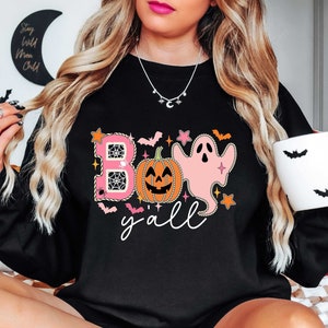 Boo Y&#39;all  Shirt, Halloween Women Sweatshirt, Halloween Gift, Boo Y&#39;all shirt, Matching Halloween Tee, Spooky Halloween Shirt