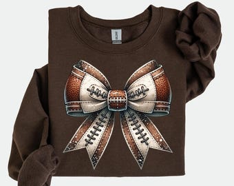 Coquette Football Sweatshirt, Football Mama tShirt, Sports Mom Long Sleeve, Gameday Hoodie, Football Shirt, Coquette Shirt, Football Bow Tee