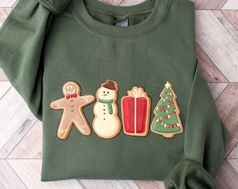 Retro Cute Christmas Cookies Sweatshirt,Christmas Hoodie, Merry Christmas Long Sleeve, Holiday Sweater, Matching Family,Women Christmas Gift