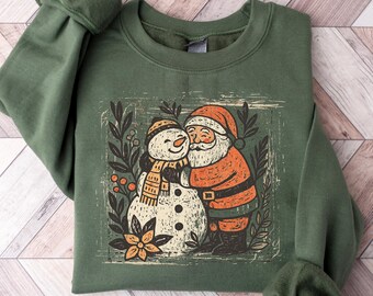 Christmas Snowman Santa Claus Sweatshirt, Christmas Tree Long Sleeve, Funny Snowman Hoodie Gift, Snowman Lover Shirt,Christmas Party T-Shirt