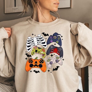 Skeleton Zombie Gaming Controller Sweatshirt, Halloween Gaming Controller Shirt, Halloween Zombie Shirt, Halloween Gamer Shirt, Gamer Shirt