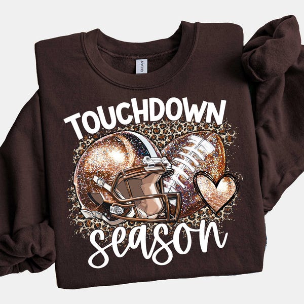 Touchdown Season Tshirt, Football Game Day Sweatshirt, Football Season Long Sleeve, Checkered Football Mama Hoodie, Football Fall Season Tee