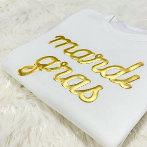 Trendy Mardi Gras Puff Sweatshirt, Embossed Mardi Gras Puff Shirt, Mardi Beads Louisiana Festival Puff Shirt, New Orleans Carnival Puff Tee
