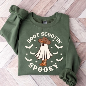 Boot Scootin&#39; Spooky Sweatshirt, Halloween Shirts, Spooky Shirt, Funny Halloween Shirt, Halloween Gift Tees, Sarcastic Shirt, Boo Crew Shirt