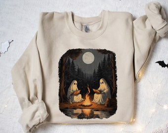 Ghost Reading Books Sweatshirt, Bookish Halloween Sweatshirt, Halloween Teacher Gift, Librarian Halloween Hoodie, Ghost Crewneck