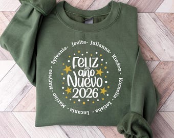 Personalized Feliz Año Nuevo 2026 tShirt,Custom Spanish New Year Stars Graphic Tee,Matching Latino Family New Year Shirt,Christmas Sweater
